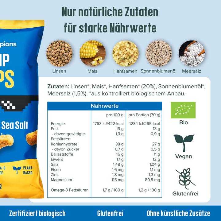 Produktbild Hempions Bio Hanf Flips Sea Salted (70 g)