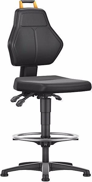 Actual product image eurokraft pro Industrial swivel chair, black, high chair with floor glides and foot ring