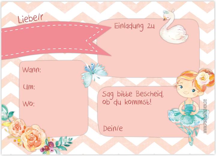 Produktbild Papierdrachen 12 Einladungskarten zum Geburtstag – Ballerina (12 Stk.)