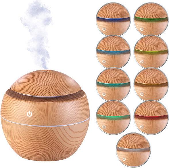 Carlo Milano 2er-Set Ultraschall-Aroma-Diffuser & Luftbefeuchter, LED, Holz-Optik