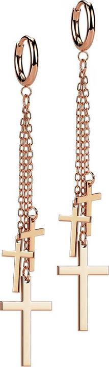 Star Piercing Ohrring rosegold Anhänger Kette drei Kreuze (ohne Messing, Chirurgenstahl 316L)