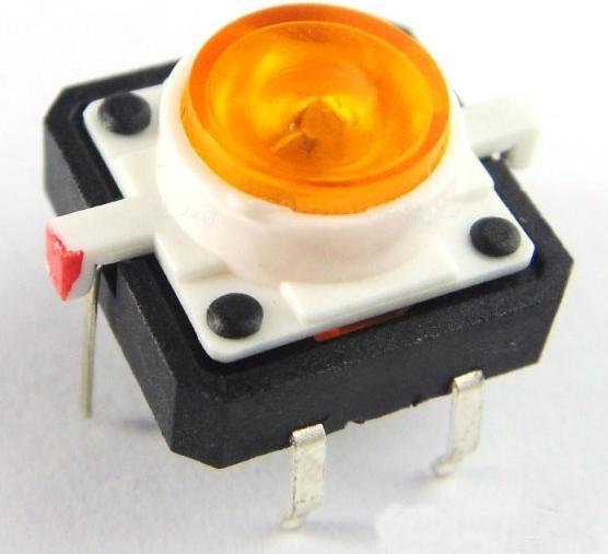 Actual product image Play-Zone Circuit board switch 12 x 12 X 7 mm with LED Orange