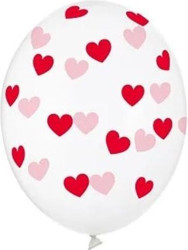 Produktbild Partydeco Transparente Luftballons mit Herzen Rot (6St.) (6 x)