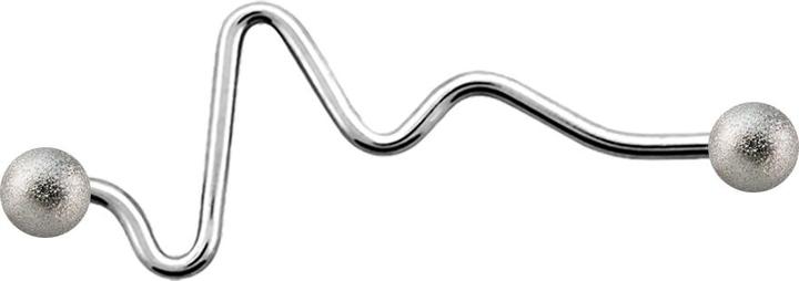 Star Piercing Barbell silber Herzschlag mit zwei Kugeln gesprenkelt (Chirurgenstahl 316L, ohne Messing)