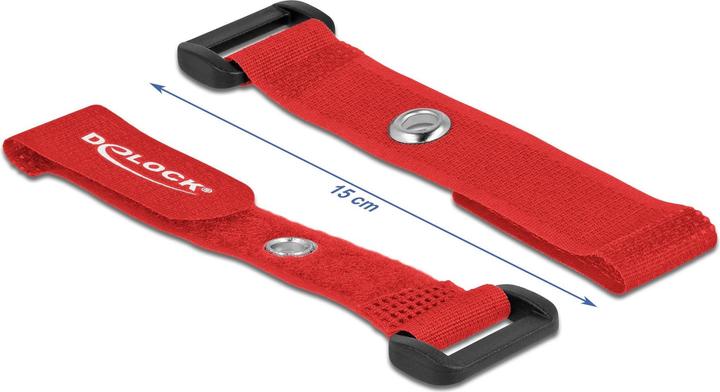 Produktbild Delock Klett-Kabelbinder mit Schlaufe und Befestigungsöse L 150 x B 20 mm rot 5 Stück (Klettkabelbinder, 150 mm, 5 Stk.)