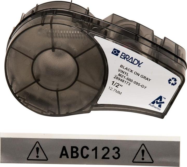 Actual product image Brady M211 and M210, vinyl labels for indoor and outdoor use