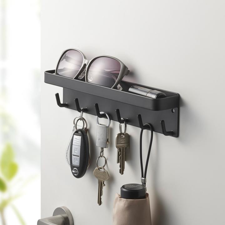 Actual product image Yamazaki Magnetic key rack with SMART shelf