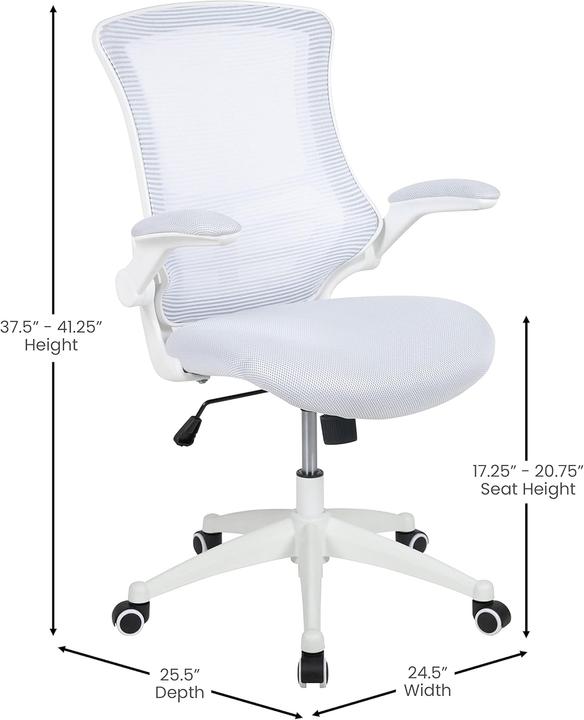 Produktbild Flash Furniture Bürostuhl, Weisser Netzstoff, Weisser Rahmen Mittelhoher Rücken