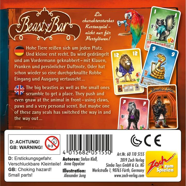 Produktbild Zoch ZOC05155 - Beasty Bar *Neu*, Kartenspiel, für 2-4 Spieler, ab 8 Jahren (Deutsch, Englisch)