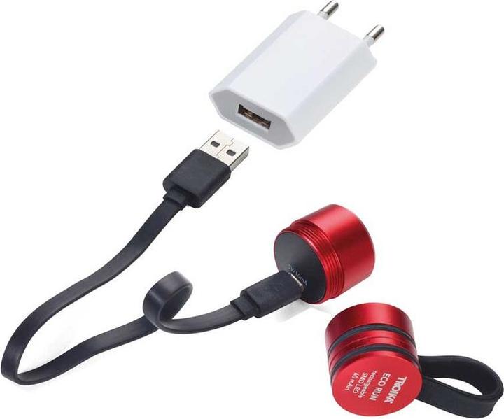 Produktbild Troika ECO RUN Taschenlampe mit LED-Licht, 3 Leuchtfunktionen, inkl. Ladekabel, rot (3.60 cm)