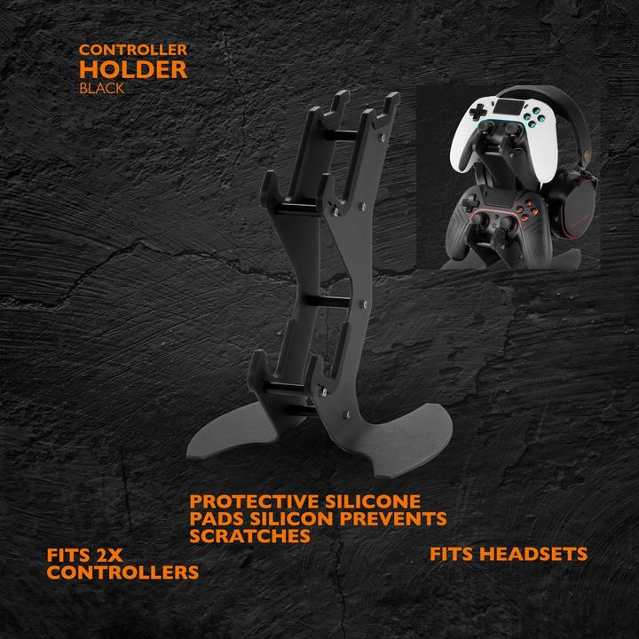Produktbild Deltaco Gaming Dual Controller- & Headsetständer (Switch, PS5, PS4, Android, iOS, Mac, PC, PS3, PS4 Pro, Switch Lite, Switch OLED, Xbox Series X, Xbox Series S, Xbox One S, Xbox 360)