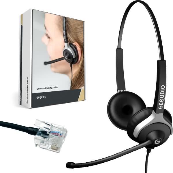 Gequdio Headset 2-Ohr kompatibel für Unify/Siemens Telefone inklusive Anschlusskabel (Kabelgebunden)
