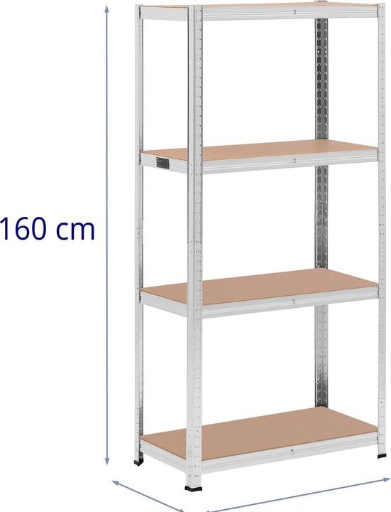 Actual product image MSW Schwerlastregal Metallregal Kellerregal 80x40x160 cm für 4x80 kg grau 2 Stk.