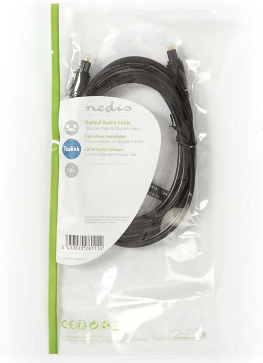 Actual product image Nedis Optical audio cable TosLink plug (2 m, TOSLINK)
