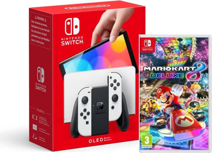 Image du produit Nintendo Switch (modèle OLED) Blanc + Mario Kart 8 Deluxe