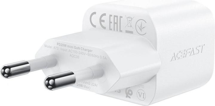 Produktbild Acefast A73 Mini PD 20W GaN-Wandladegerät + USB-C-Kabel – Weiss (20 W)