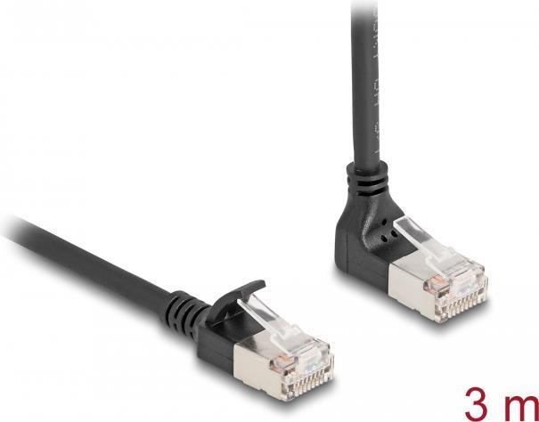 Produktbild Delock RJ45 Netzwerkkabel Cat.6A S/FTP Slim 90° unten gewink (S/FTP, CAT6a, 3 m)