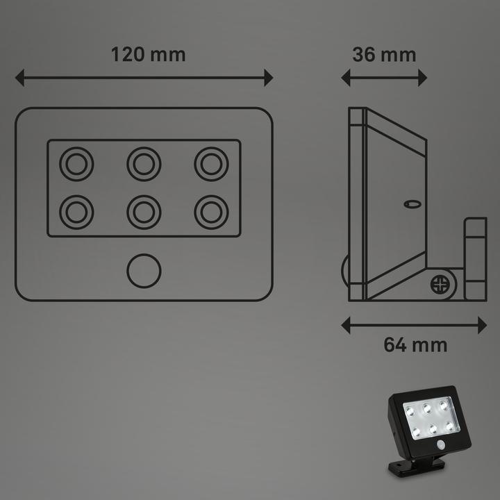 Produktbild Briloner LED Aussenleuchte, Sensor, schwarz, 6xLED/0,06W (7 lm)