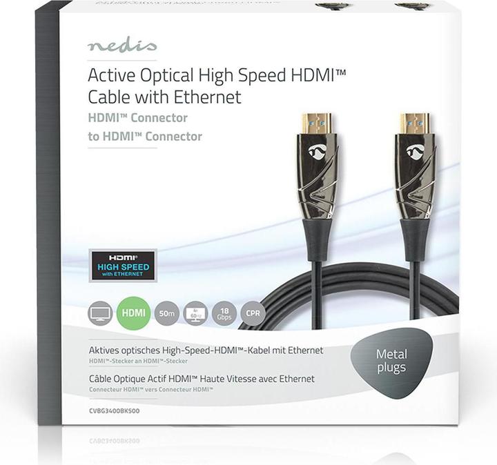 Actual product image Nedis Active Optical High Speed HDMI Cable with Ethernet | HDMI™ Male | HDMI™ Male | 4K@60Hz (50 m, HDMI)