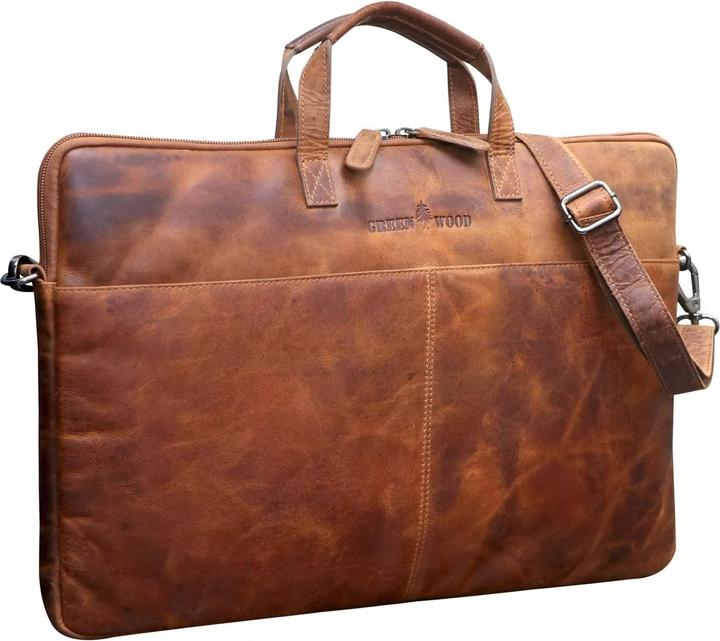 Produktbild Greenwood Laptoptasche Business-/Schultasche 17 Zoll Echtleder Fred Camel No.3 (17")