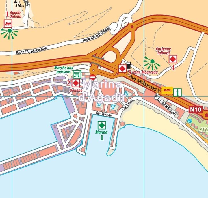 Immagine prodotto Mappa della città di Agadir - Mappa della città di Inezgane 1:15.000 + Punti di passaggio GPS
