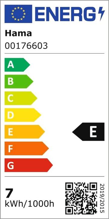 Energy Label Hama WLAN LED lamp, retro, E27, 7W, dimmable, for voice/app control, white (E27, 7 W, 806 lm, 1 x, E)