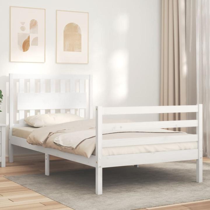 Image du produit VidaXL Massivholzbett mit Kopfteil Weiss 100x200 cm (100 x 200 cm)