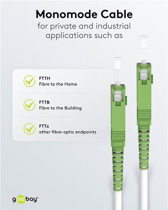 Produktbild Goobay Glasfaserkabel FTTH, Singlemode OS2 White, weiss Simplex, 20 m (S/UTP, 20 m)