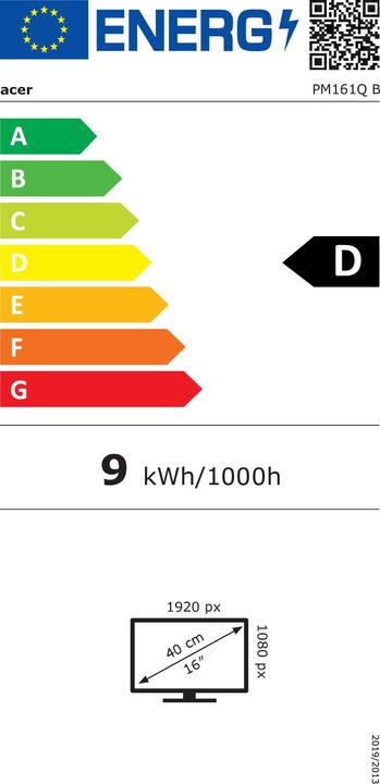 Energie-Label Acer PM161QBbmiuux (1920 x 1080 Pixel, 15.60")