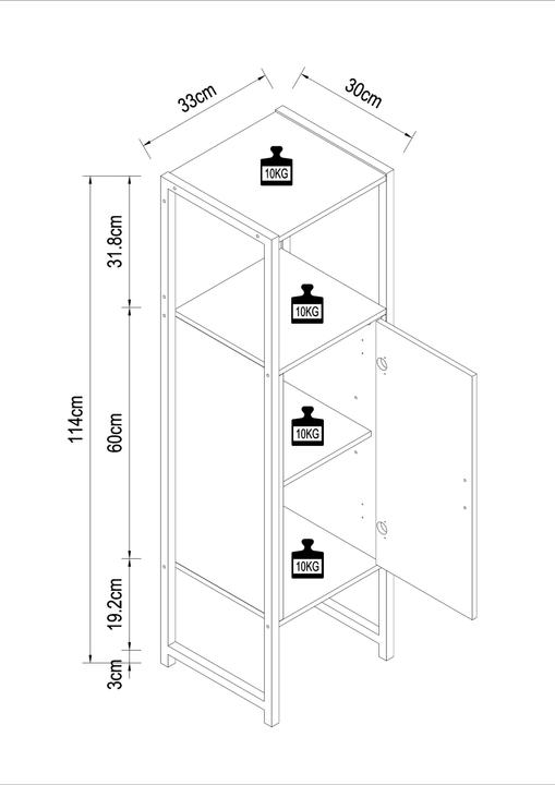 Produktbild VCM Badmöbel Midischrank Badschrank Edino (33 x 30 x 114 cm)