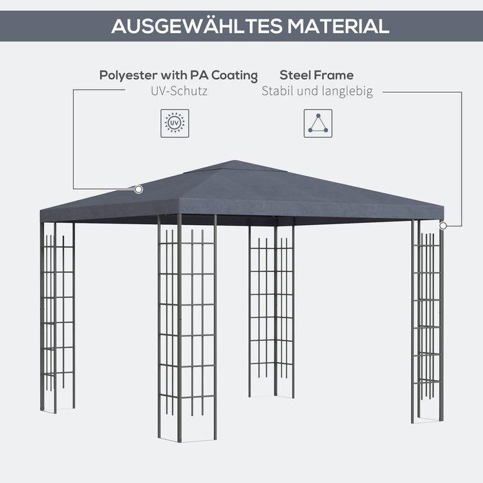Produktbild Swisshandel24 Gartenpavillon 3x3m Stabiles Pavillon Gartenzelt, Festzelt, Partyzelt, Stahl, Polyester, Grau (295 cm, 295 cm)