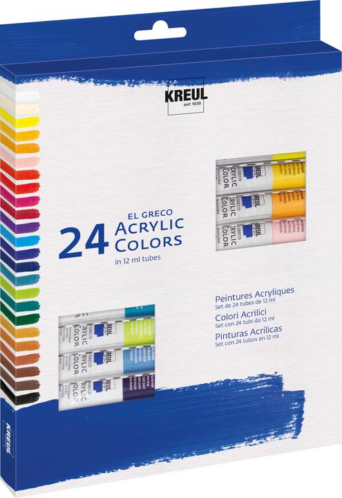 Immagine prodotto Kreul El Greco (Avorio, Vero limone giallo, Vaniglia, Ritratto rosa, Bianco di titanio, Blu oltremare, Luci Ocra, Siena Natura, Magenta, Giallo indiano, Ossido di cromo verde, Rosso malva, carminio, Blu turchese scuro, Giallo di cadmio chiaro, 288000000 ml)