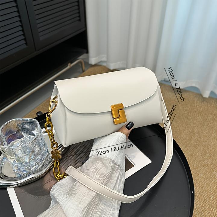 Actual product image Only-Bags.Store Elegante schwarze Kunstleder-Kreuztasche, einfarbig, verstellbarer Riemen, Reissverschluss