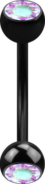 Immagine prodotto Star Piercing Micro banana nera con due sfere e cristallo multicolore (senza ottone, Titanio G23)