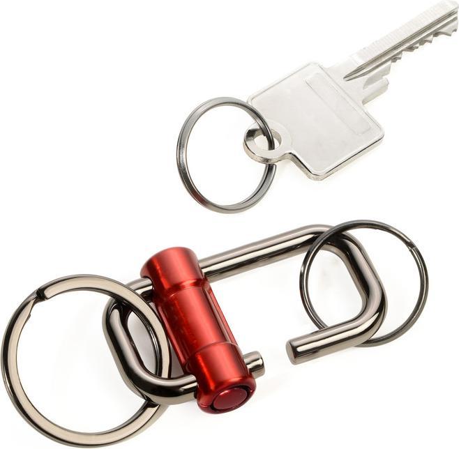 Actual product image Troika 2-WAY KEY Porte-clés avec 3 anneaux et fermeture coulissante, rouge/noir chromé