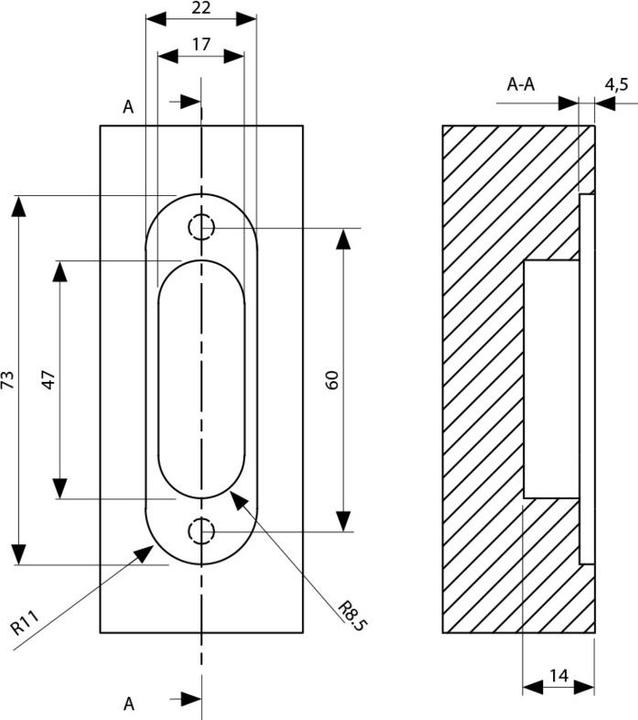 Productafbeelding Rieffel Magnotica Pro E deurmagneet, 73 x 22 mm, ovale afdekkap, zwart zamak
