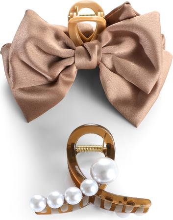 Trisa Fashion Haarklemme mit Perlen und Haarklemme mit Masche braun (1 Stk.)