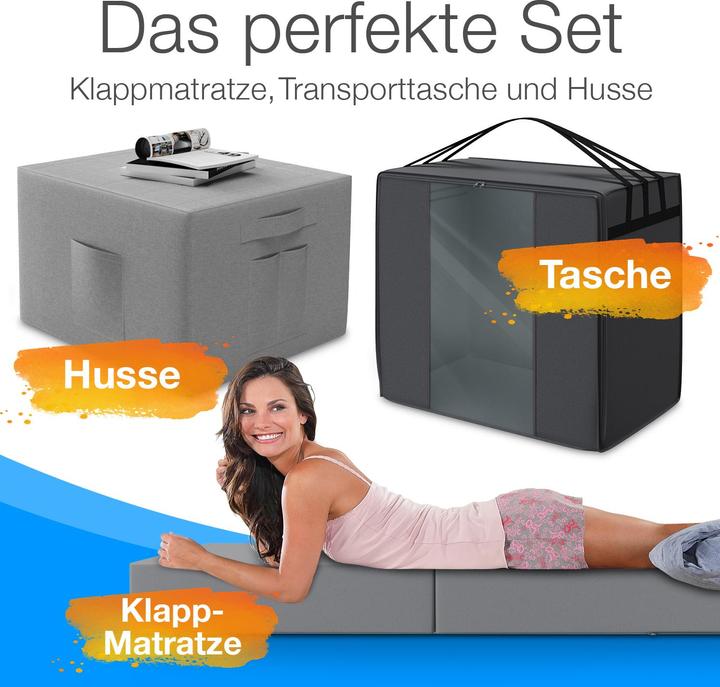 Immagine prodotto Bestschlaf Materasso pieghevole con copertura e borsa per il trasporto (90 x 200 cm, Nucleo di schiuma)