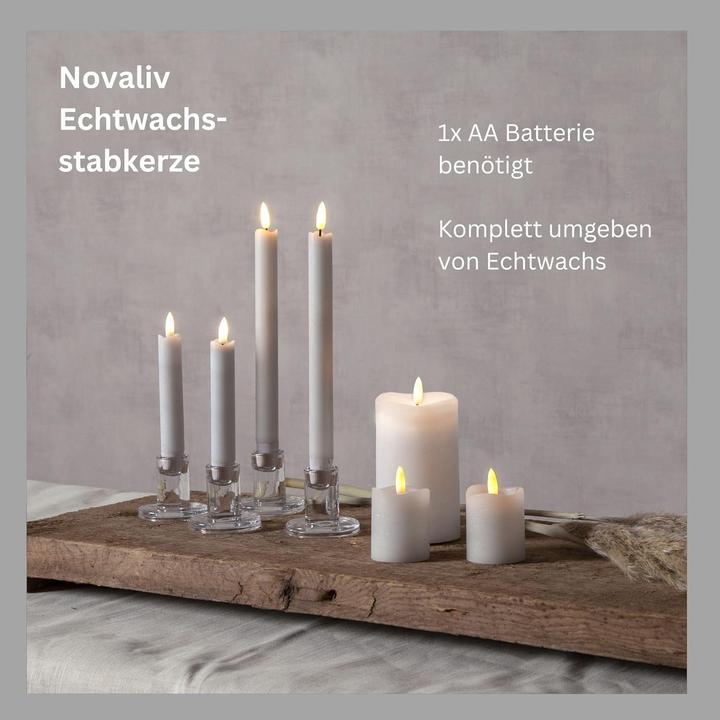 Produktbild Novaliv Weisse LED Stabkerze mit Timerfunktion 6er Set - Stabkerze LED bewegliche Flamme Timer - 12,5cm Höhe (6 x)