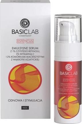 Produktbild BasicLab Esteticus Emulsion Serum With 1% Pure Retinol. 5% Vitamin C And 2% Pennywort Stem Cells (30 ml, Nachtcreme)