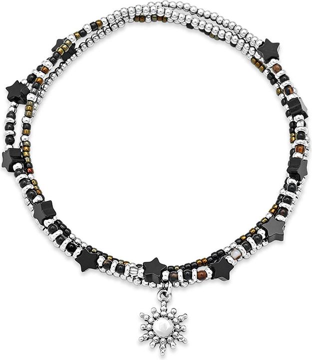 Leyda Armband Edelstein mit Edelstahl fein (50 cm, Stein, Edelstahl, Miyuki Perlen)