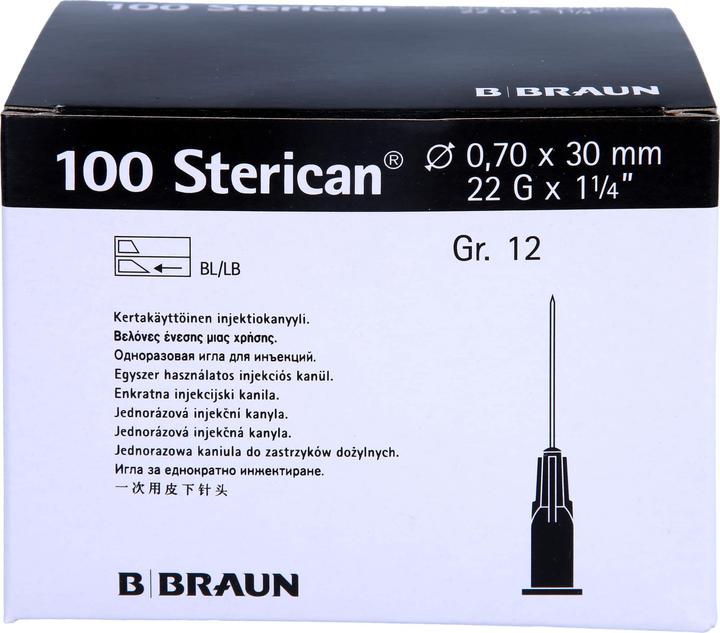 Produktbild B.Braun Nadel 22G 0.70 x 30mm schwarz Luer, 100 Stück