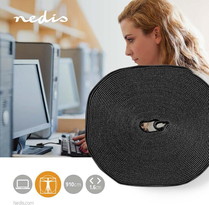 Actual product image Nedis Velcro Roll for Cable 910 x 1.6 cm Black Unisex (9100 mm)
