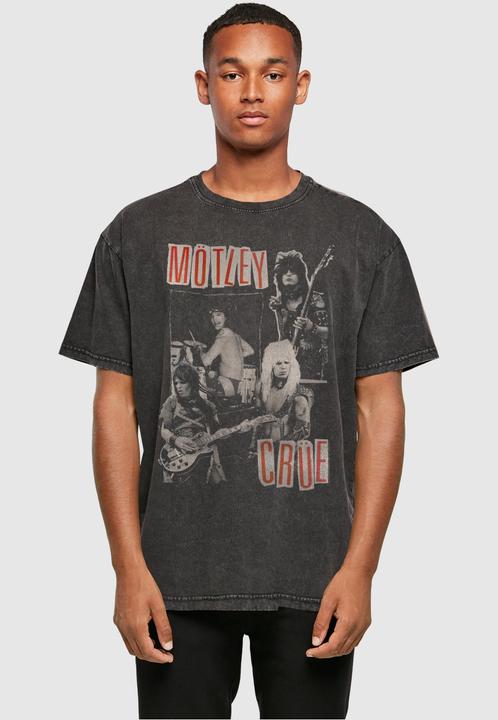 Actual product image Merchcode Motley Crue - Vintage Punk Collage Acid Washed Heavy Oversized Tee - 138421 (L)