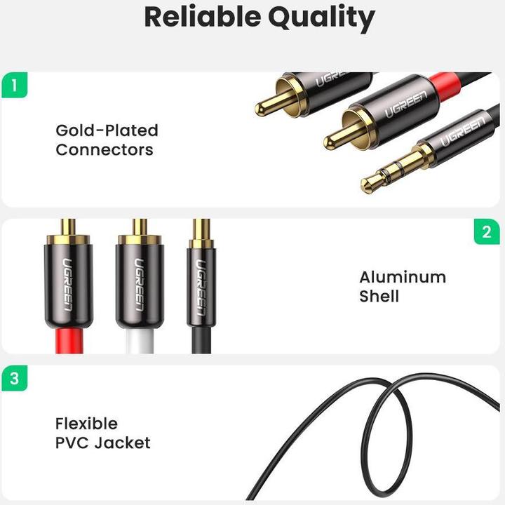 Actual product image Ugreen 2x RCA - 3.5mm jack (1 m, Cinch, 3.5mm jack (AUX))