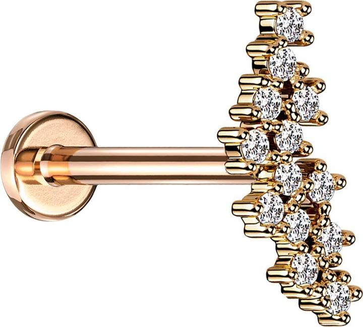 Star Piercing Micro Labret Innengewinde rosegold Gruppe mit Kristalle silber (Chirurgenstahl 316L, Messing)
