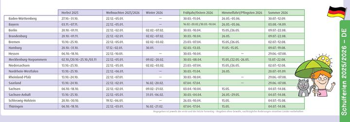 Image du produit Le calendrier hebdomadaire de table pour l'année scolaire 2025/2026 (Allemand)
