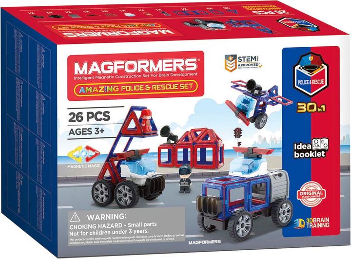 Actual product image Magformers Amazing Police & Rescue Set