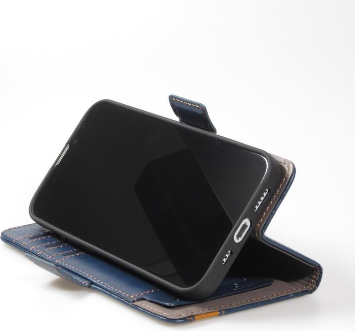 Image du produit PhoneLook Etui cuir Flip Wallet en cuir véritable avec stripe design et compartiment à cartes (Apple iPhone 15 Pro)
