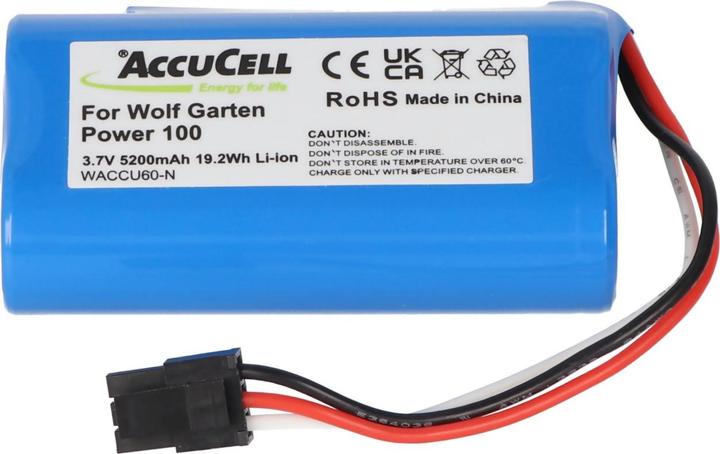 Produktbild AccuCell Akku Wolf Garten Accu 60, Wolf-Garten 7086-918, 1UR18650S-2 (3.6 V)